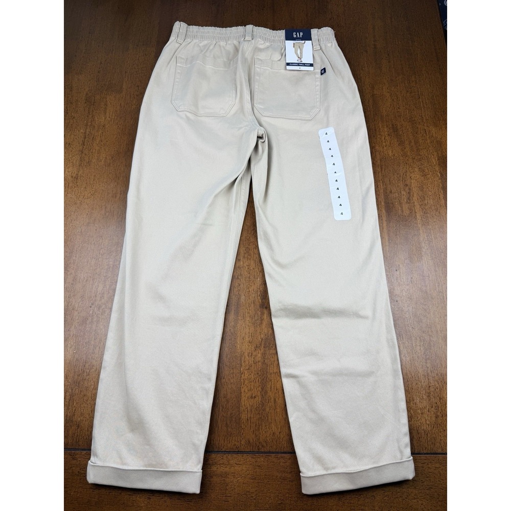 GAP Classic Twill Pants Women's 4 Irish Cream NWT Stretch Elastic Waist Beige